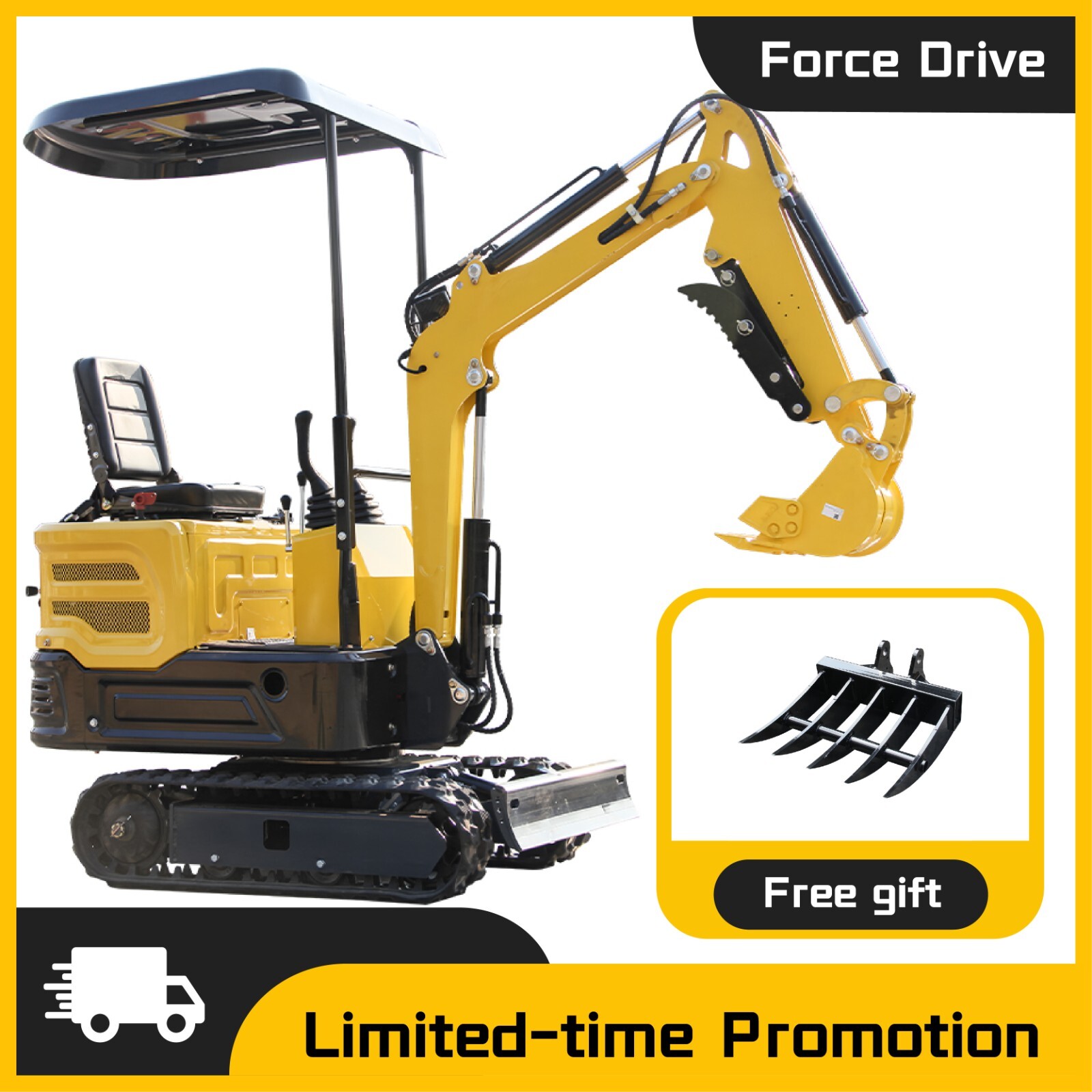 Brand New 2000 lbs Track Hydraulic Mini Excavator 13.5 HP USA Shipment Sal+Rake