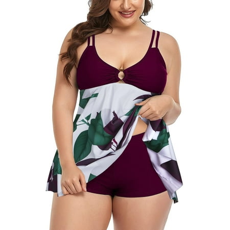 Plus Size Swimsuits For Women 2 Piece Bathing Suits Tummy Control Swim Dress Swimwear Suit with Shorts Plus Size Swimsuits For Women 2 Piece Bathing Suits Tummy Control Swim Dress Swimwear Suit with Shorts