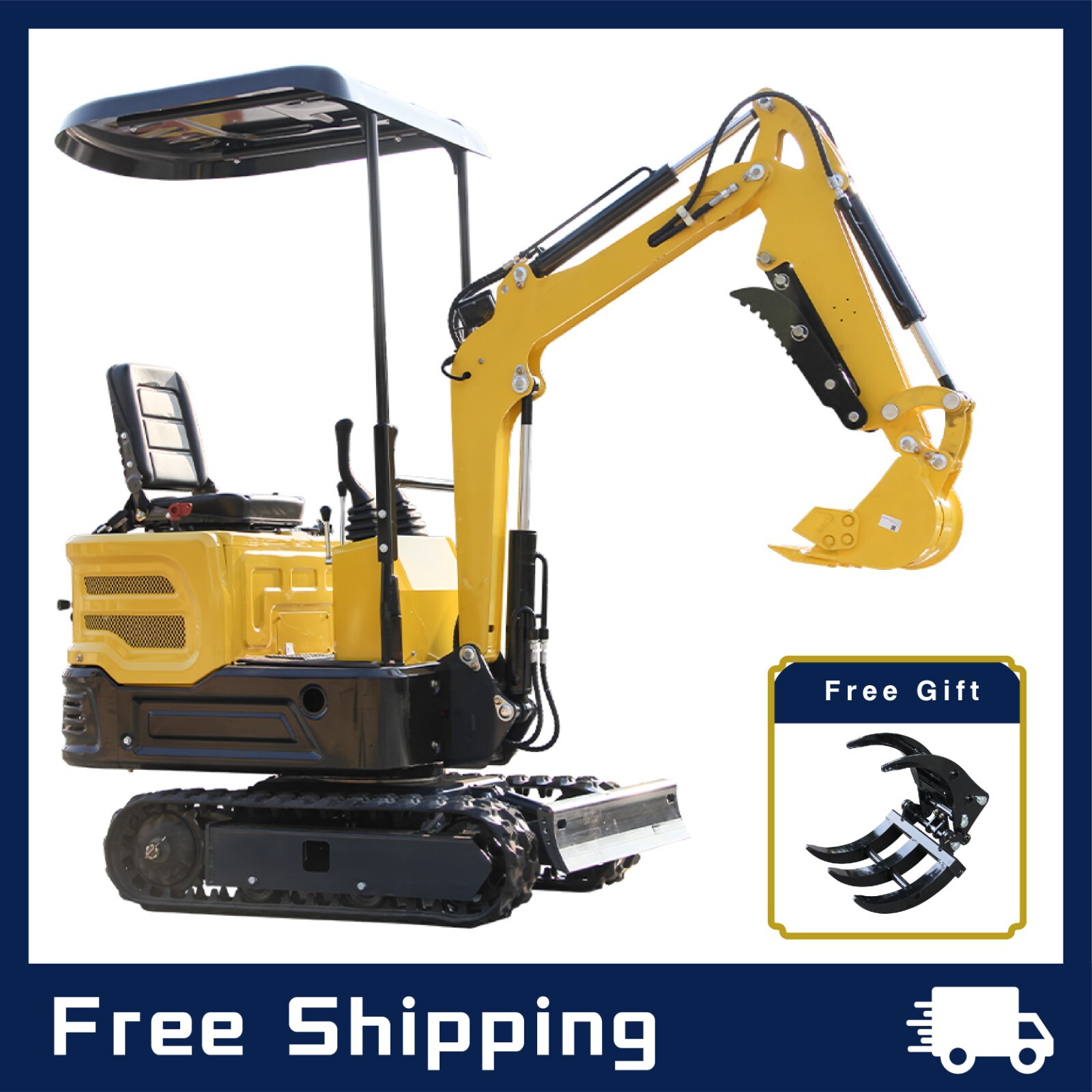 Brand New Mini Excavator Hydraulic Tracked Crawler 1 Ton EPA USA Stock + Grapple Brand New Mini Excavator Hydraulic Tracked Crawler 1 Ton EPA USA Stock + Grapple