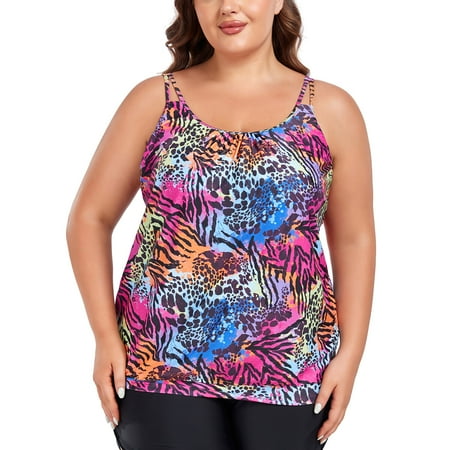 OCEAN BLUES Women’s Plus Size Tankinis Long Torso Swimwear Top Only Loose Fit Blouson Tankini Top Animal Print Bathing Suit OCEAN BLUES Women’s Plus Size Tankinis Long Torso Swimwear Top Only Loose Fit Blouson Tankini Top Animal Print Bathing Suit