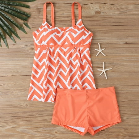 Dovford Two Piece Women’s Tankini Swimsuits Blouson Swim Tank Top with Shorts Modest Bathing Suits