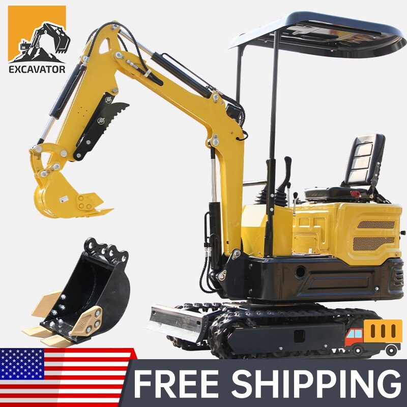 Mini Excavator 1 Ton 13.5hp Digger Crawler Gas USA Stock+200mm Trenching Bucket