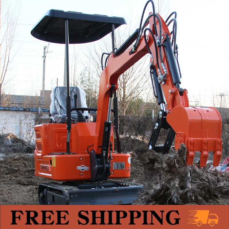 1 Ton Mini Excavator Track Digger 13.5HP Bucket/Hydraulic Thumb B&S Gas Engine