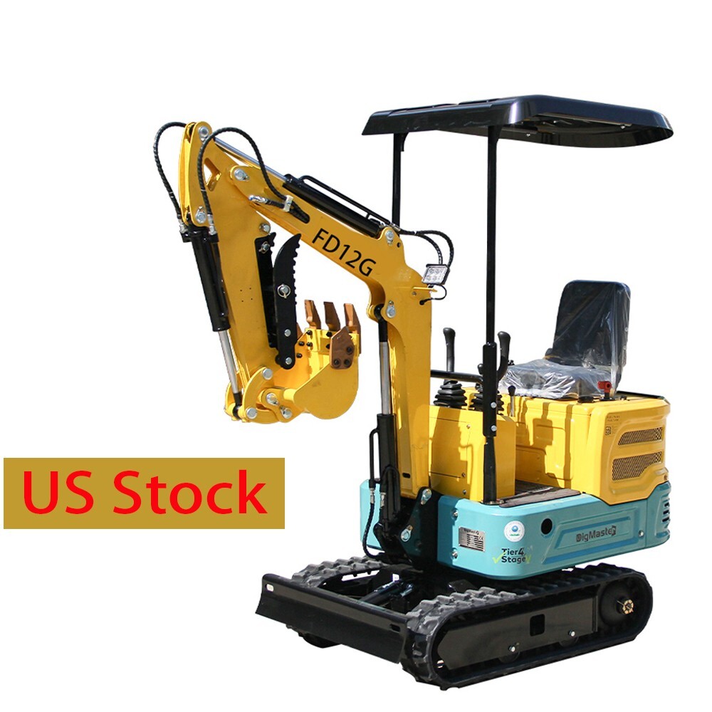 1 Ton Mini Excavator Digger Tracked Crawler 13.5HP Gas EPA Engine Free Shipping