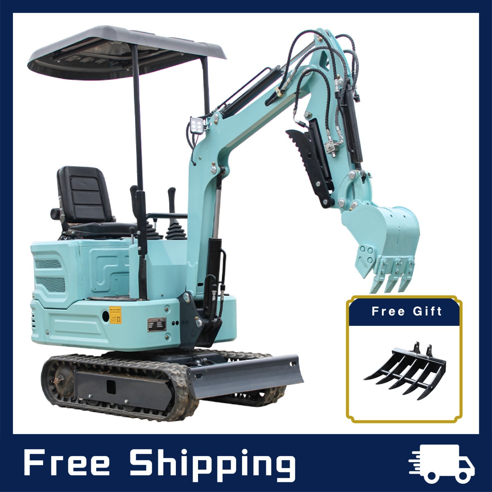 New 1 Ton Mini Excavator Kubota Engine 11.5HP CA Spot Diesel USA USA Warehouse
