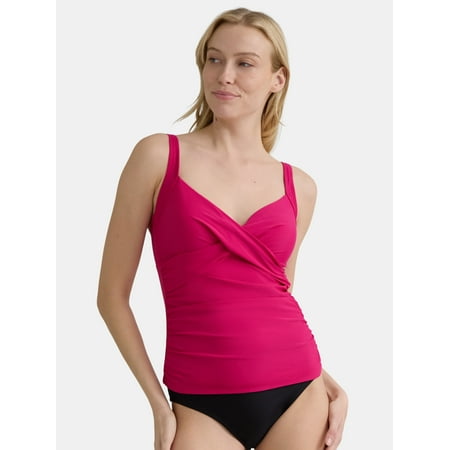 Time and Tru Women’s and Women’s Plus Plunge Tankini Top, Sizes XS-2X Time and Tru Women’s and Women’s Plus Plunge Tankini Top, Sizes XS-2X
