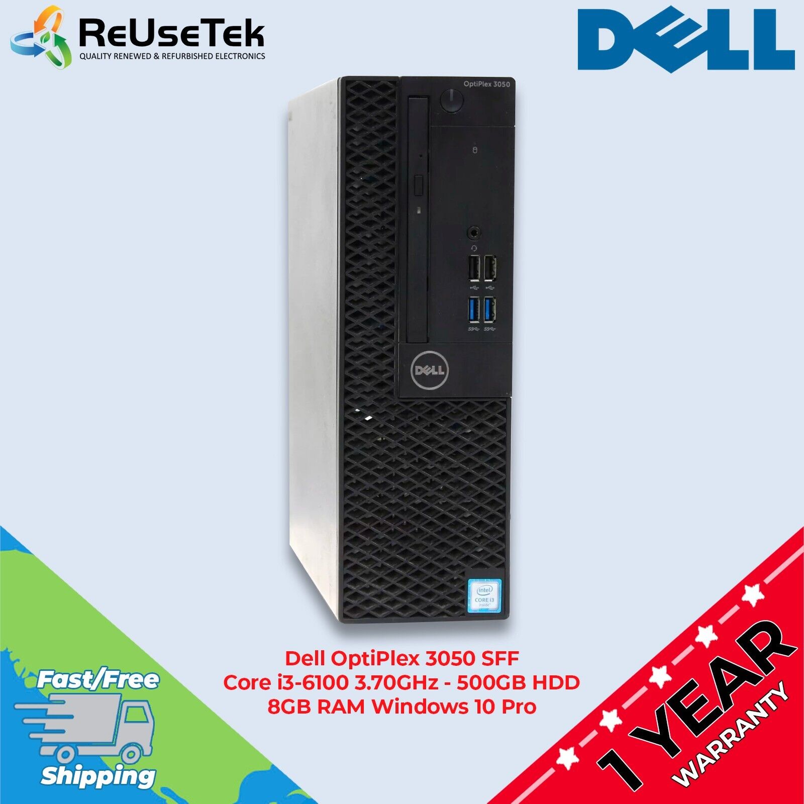 Dell OptiPlex 3050 SFF Core i3-6100 3.70GHz – 500GB HDD 8GB RAM Windows 10 Pro Dell OptiPlex 3050 SFF Core i3-6100 3.70GHz – 500GB HDD 8GB RAM Windows 10 Pro