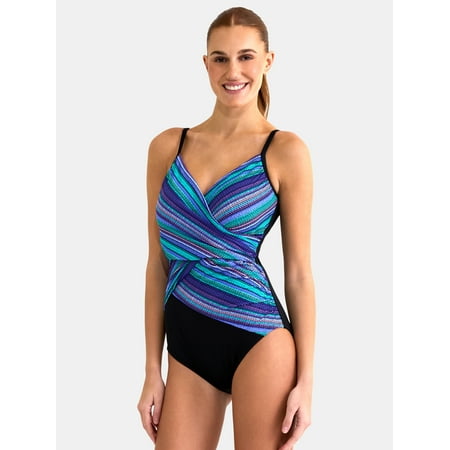 Embrace Your Curves by Miracle Brands Women’s & Women’s Plus Makenna One Piece Swimsuit, Sizes M-3X