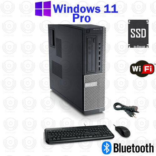 Window 11 Dell OptiPlex i3 3.4GHZ 500GB HDMI 8GB RAM WiFi BT Desktop Computer PC