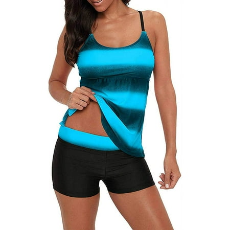 Zando Plus Size Tankini Bathing Suit for Women 2 Piece Tummy Control Swim Suit Modest Swimsuits Top with Shorts Black Blue XXL Zando Plus Size Tankini Bathing Suit for Women 2 Piece Tummy Control Swim Suit Modest Swimsuits Top with Shorts Black Blue XXL
