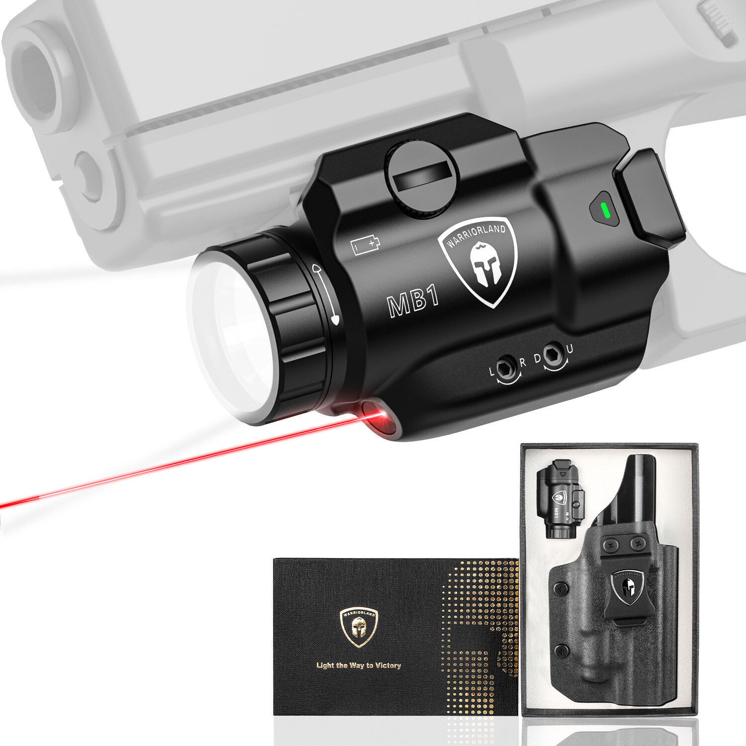 500 Lumens Weapon Light-Red Laser&White LED Combo with Glock21 Holster RightHand