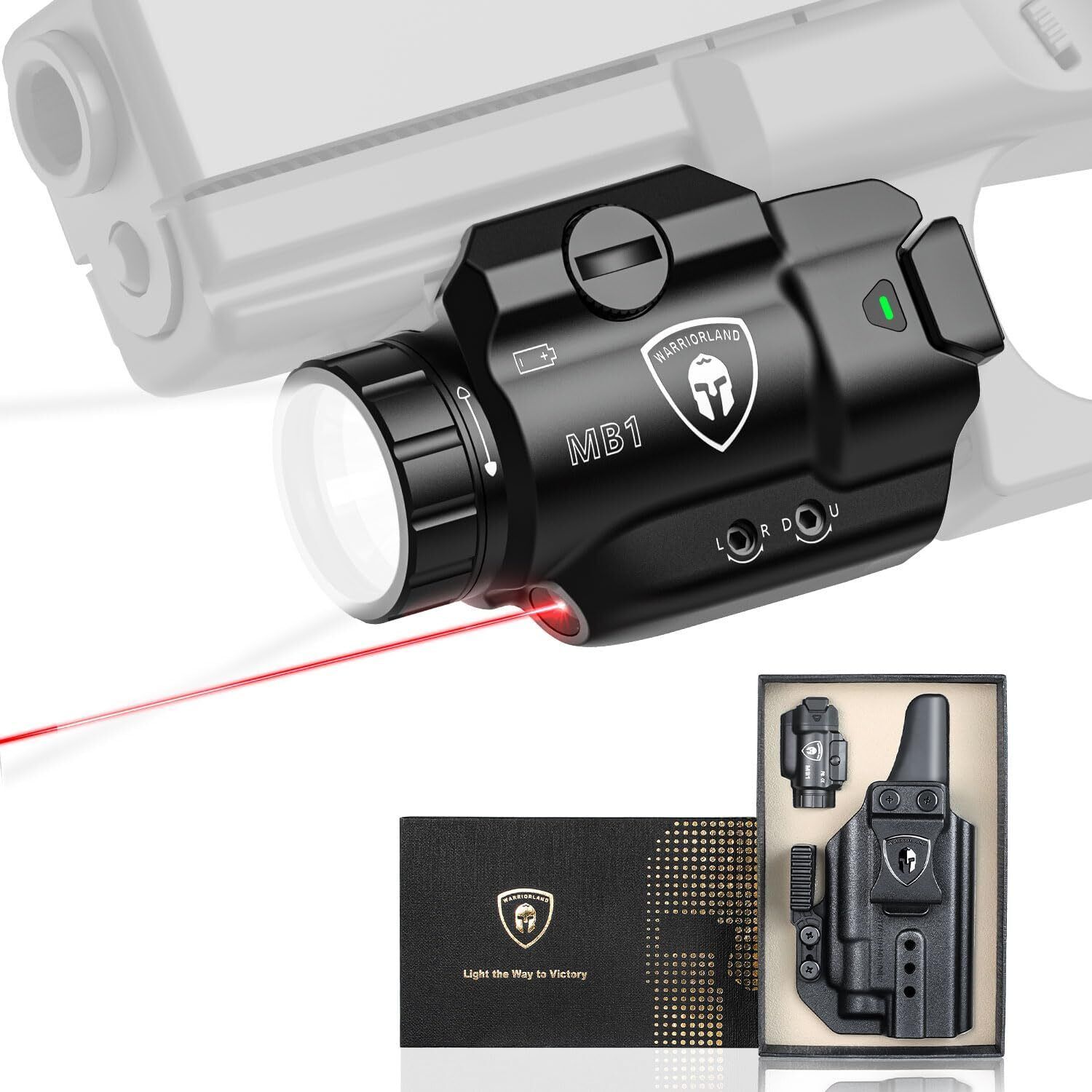 MB1 500 Lumens Weapon Light-Red Laser&White LED Combo wi/Glock17/19 Claw Holster