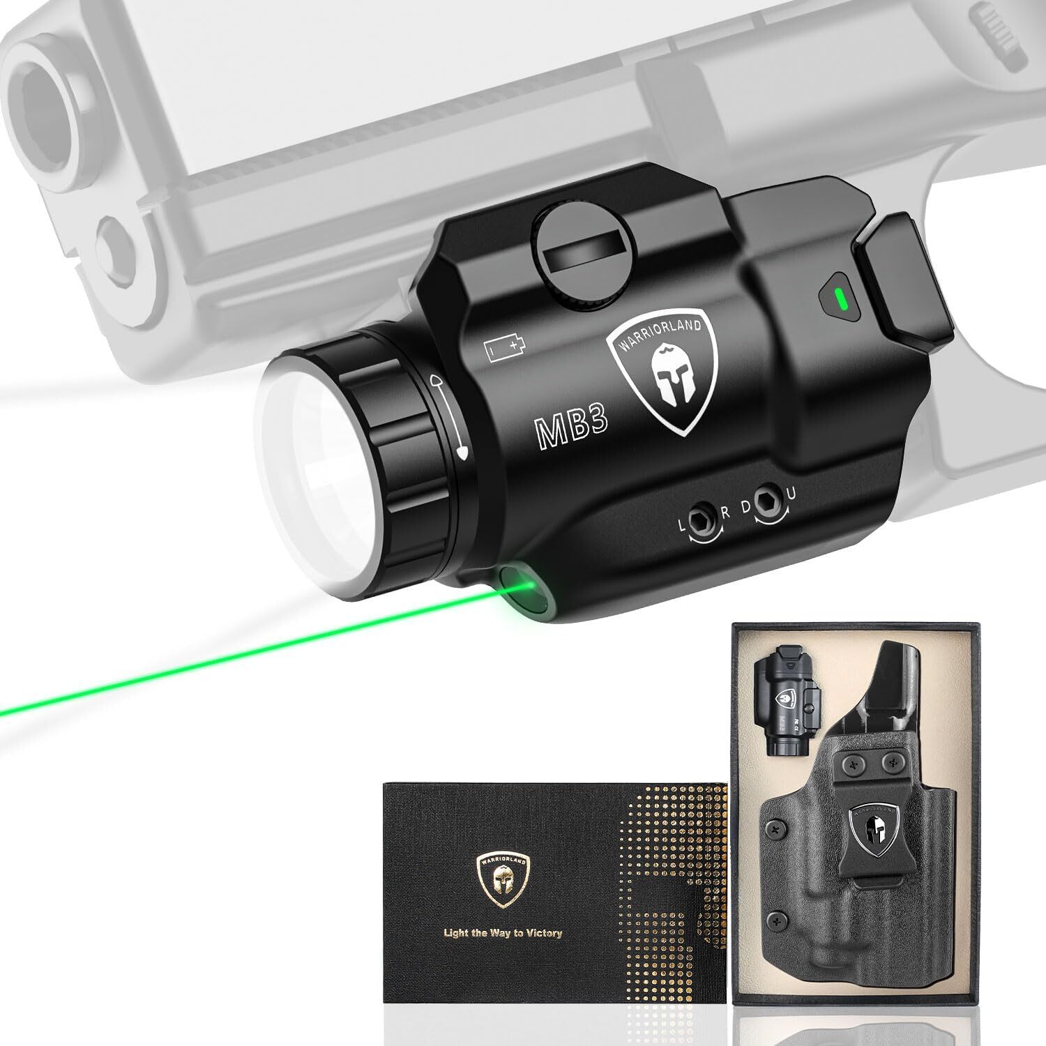Pistol Light & Holster, Fit M&P 9mm Shield EZ,500 Lumens Light with Green Laser Pistol Light & Holster, Fit M&P 9mm Shield EZ,500 Lumens Light with Green Laser
