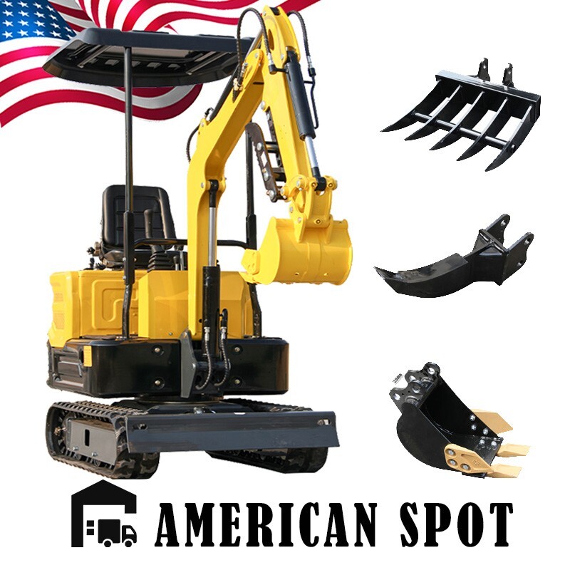 Free Ship Hydraulic 1TON 2200lb Mini Excavator FREE Attachment 13.5HP US STOCK