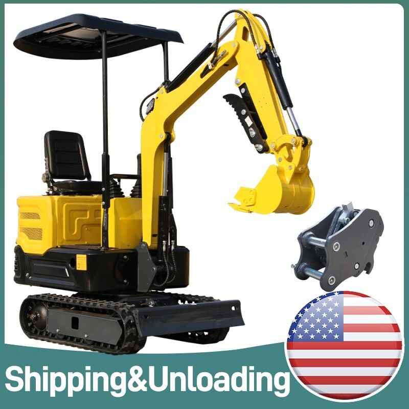 Free Ship New 1Ton Mini Excavator+Quick Hitch Gasoline Digger Crawler 13.5hp