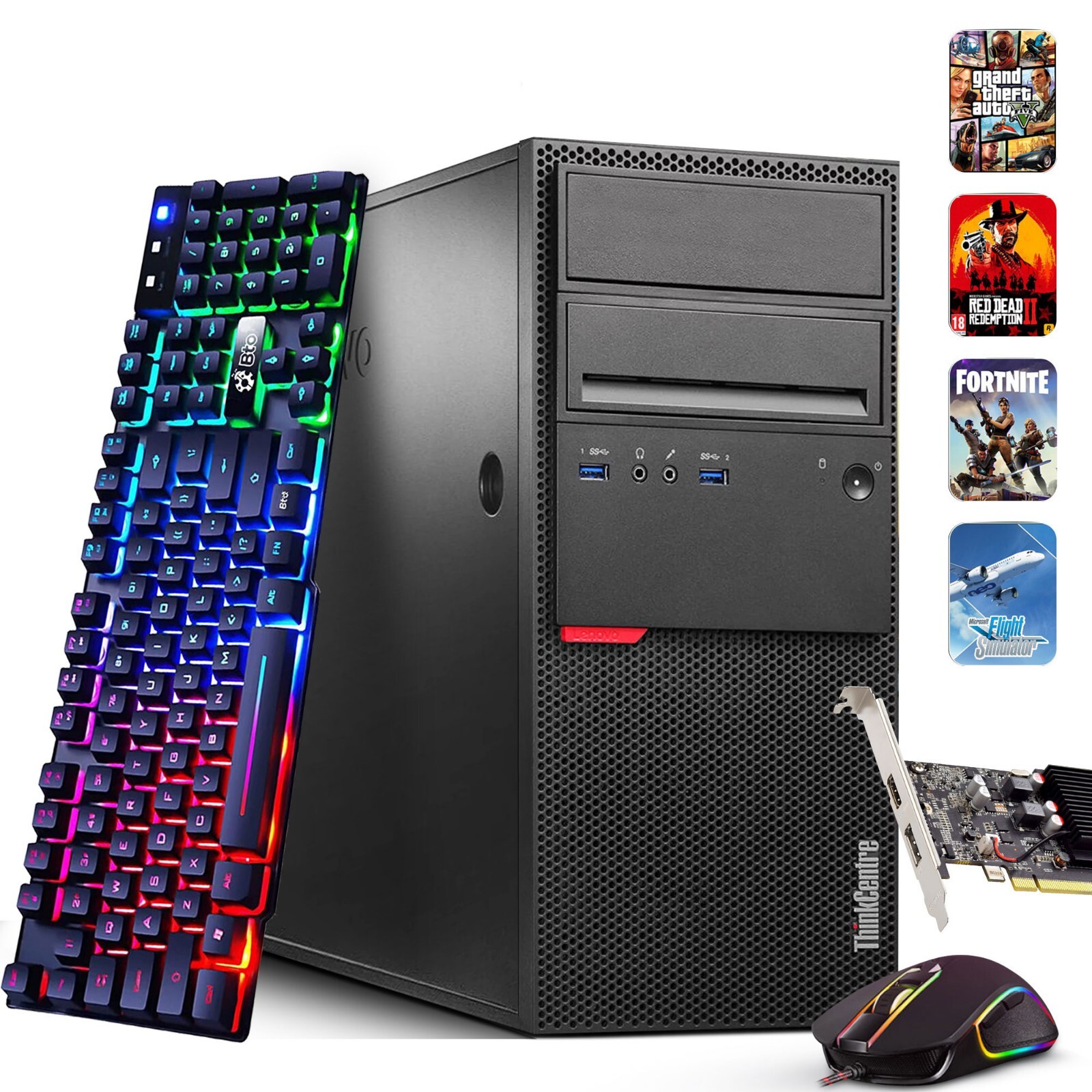Lenovo Gaming Desktop PC MT Intel i7-6700 32GB 1TB SSD 2TB HDD Nvidia GTX Win 10