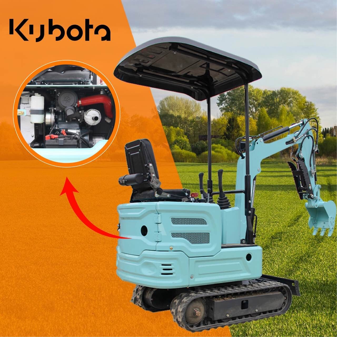 Free Shipping Kobuta 11.5HP 1 ton Mini Excavator 2025 Hydraulic Thumb USA EPA