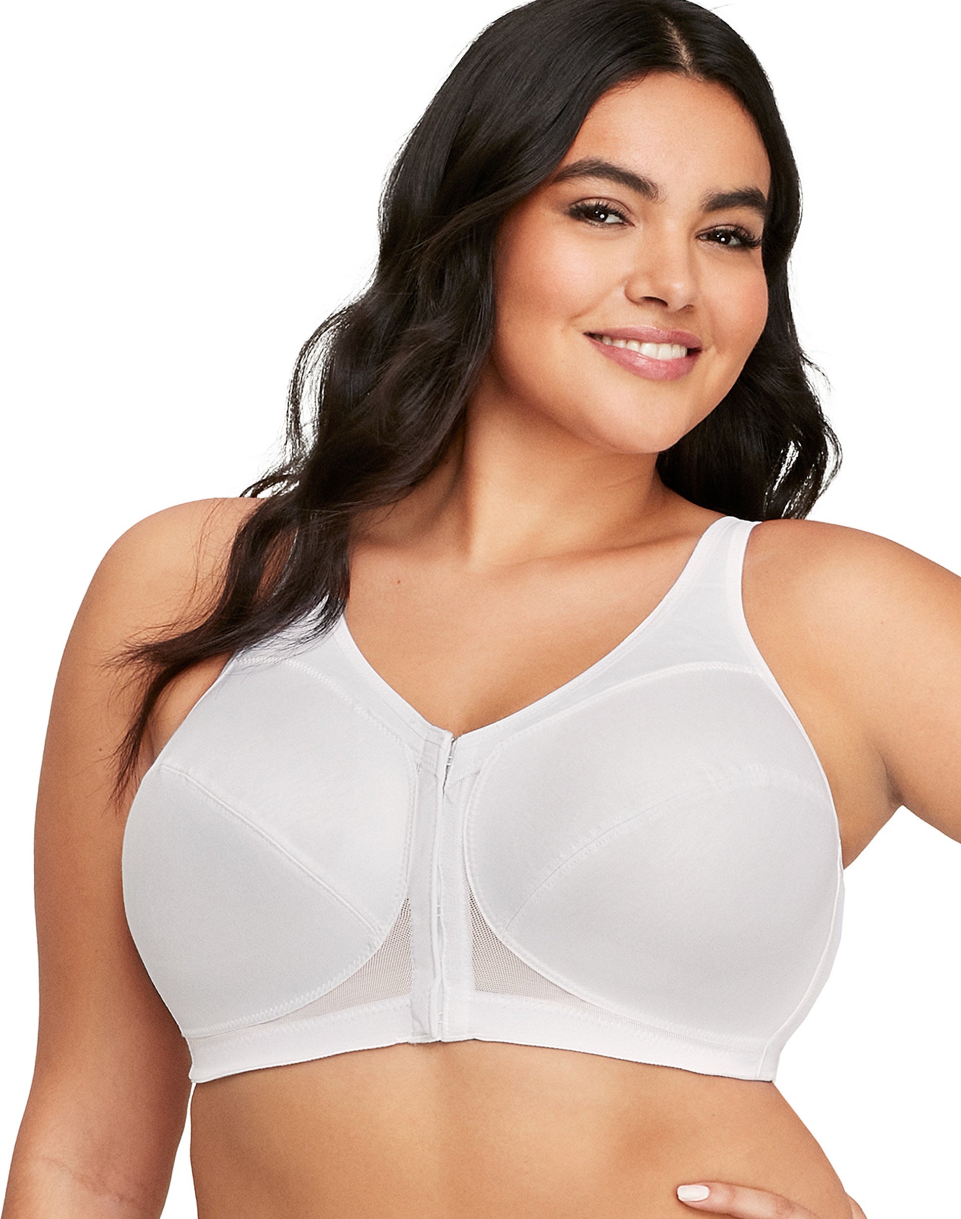 Glamorise Full Figure Plus Size MagicLift Front Close Posture Back Support Bra White 46D Women’s