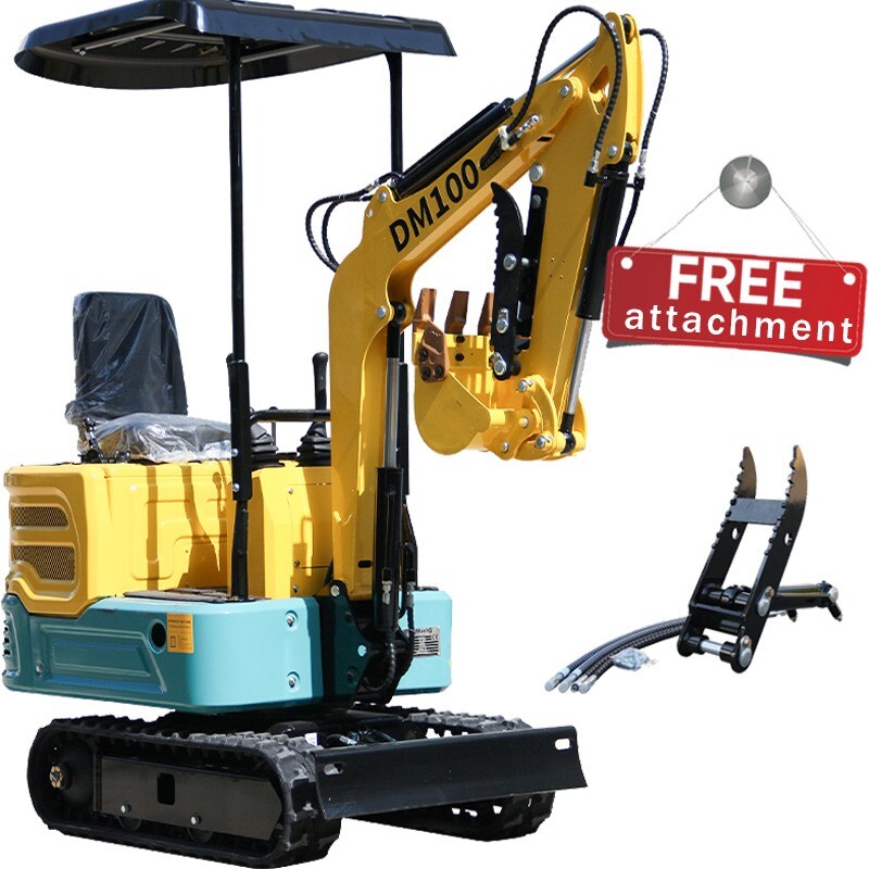 Mini Excavator 1 Ton Digger 13.5hp EPA Gas Tracked Crawler Hydraulic thumb clamp