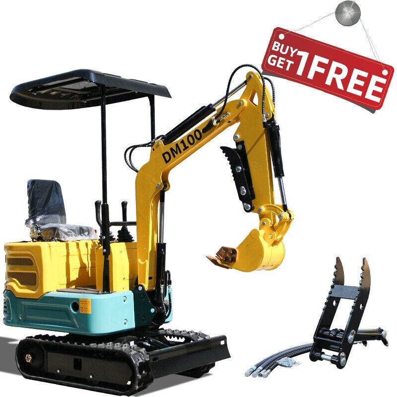Mini Excavator 1 Ton Digger 13.5hp Tracked Crawler EPA +Hydraulic thumb clamp