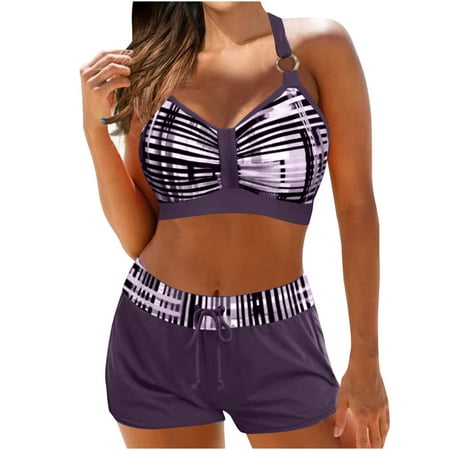 YanHoo Tankini Swimsuits for Women with Shorts Womens Tummy Control Plus Size Tankini Swimsuit Two Piece Bathing Suits Flowy Swim Tops with Boy Shorts
