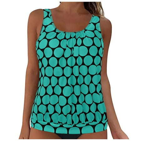 Gibobby Two Piece Tankini Bathing Suits for Women One Shoulder Swim Top with Bottom Swimsuits(Green,XXL)