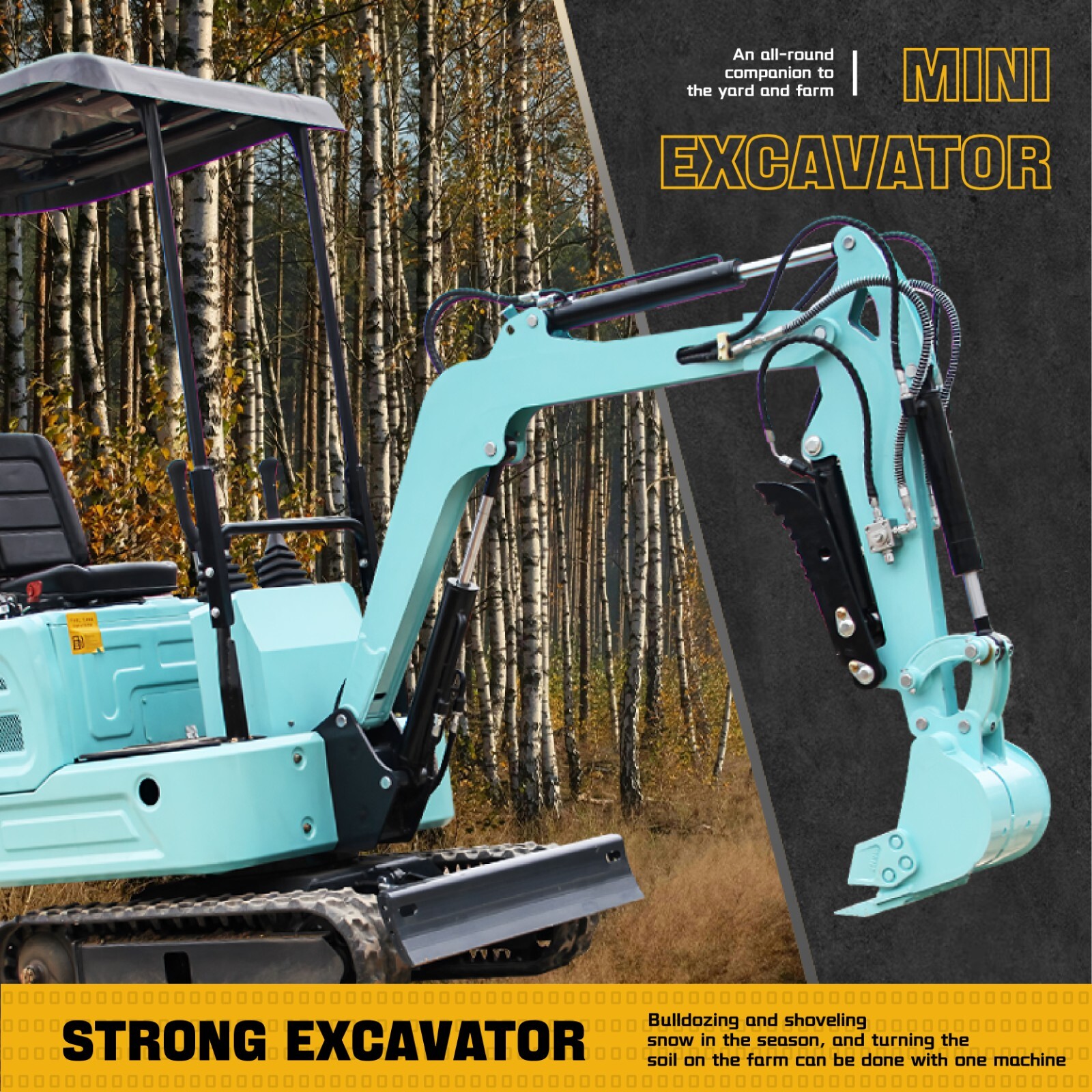 2025 New Kubota Engine  2200 lbs Mini Excavator Hydraulic Thumb Clip garden Farm