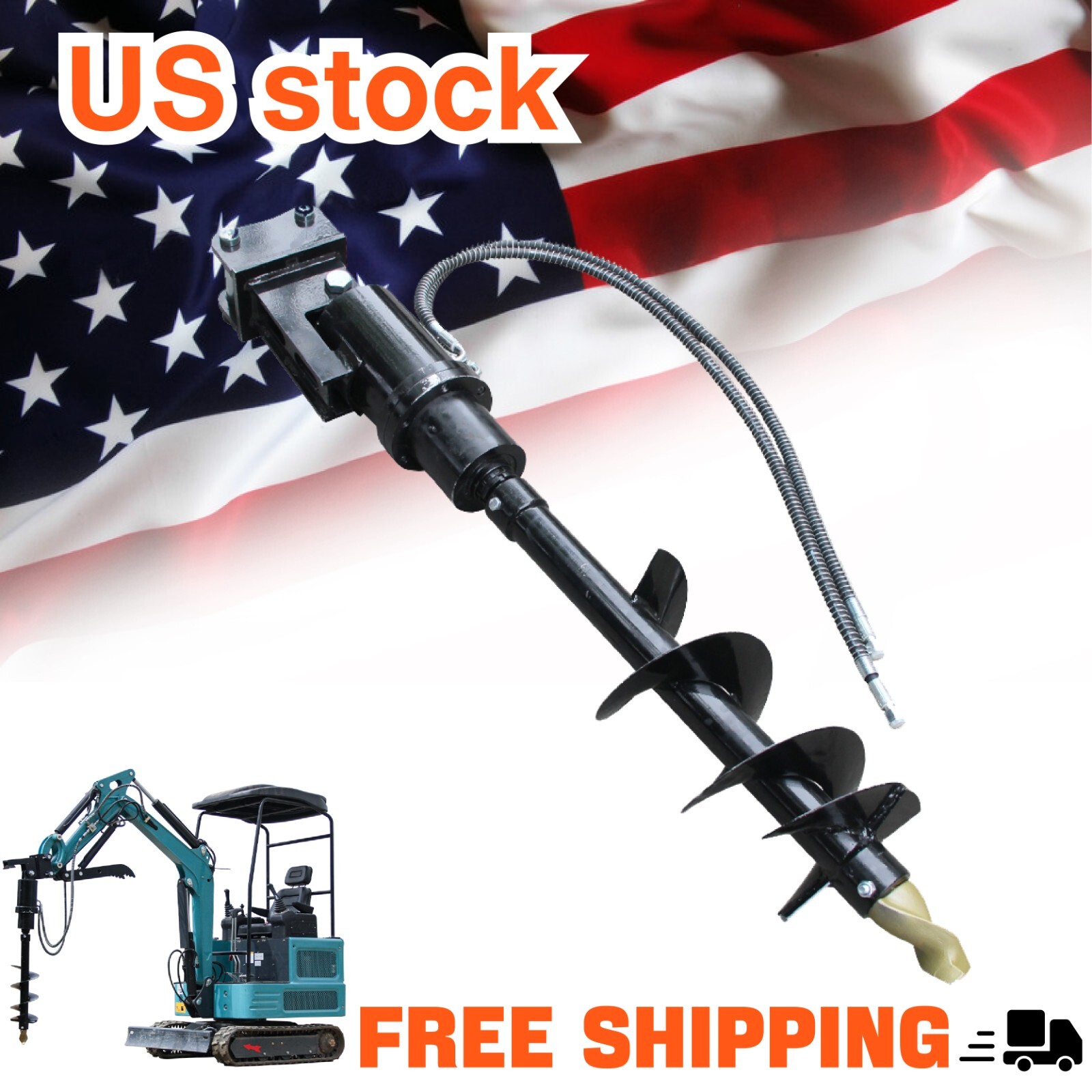 2025 Free Shipping 1.8 Ton Mini Excavator Attachment Auger 56.5 in For USA Sale