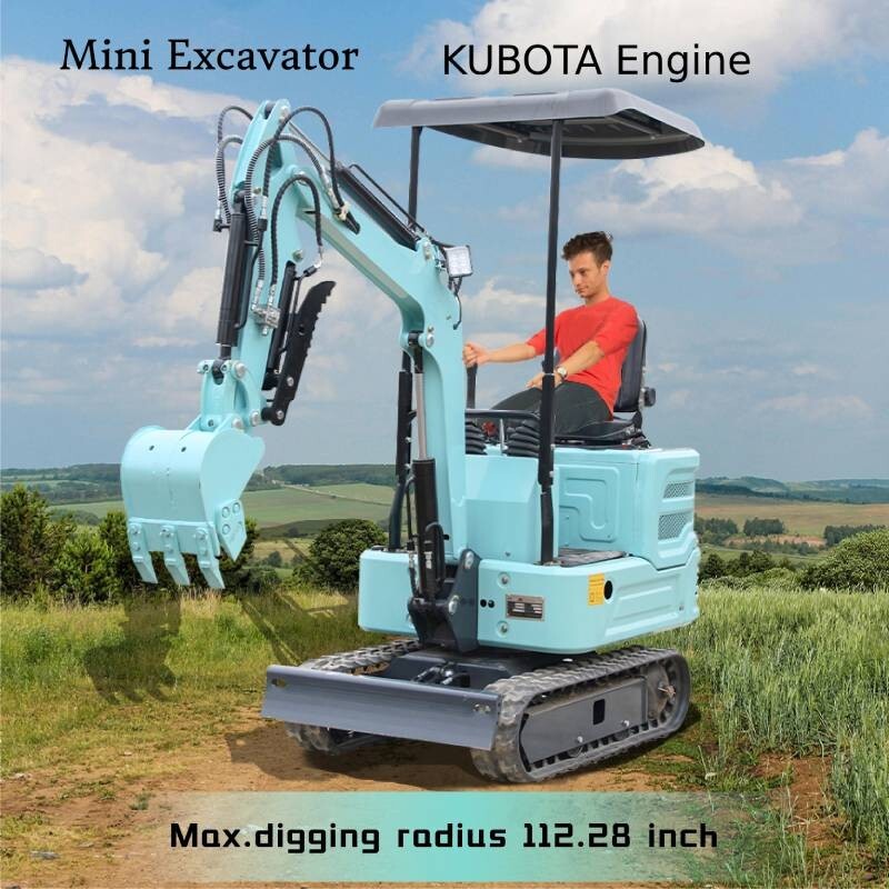 Free Ship 11.5 HP Hydraulic Crawler 1 Ton Mini Excavator EPA Kubota Engine USA