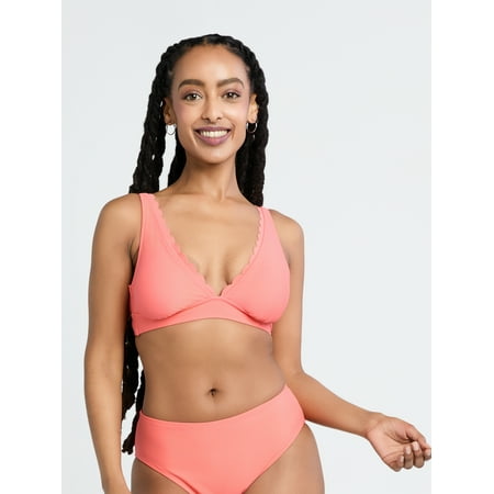 Time and Tru Women’s and Women’s Plus Scalloped Bikini Top, Sizes S-3X