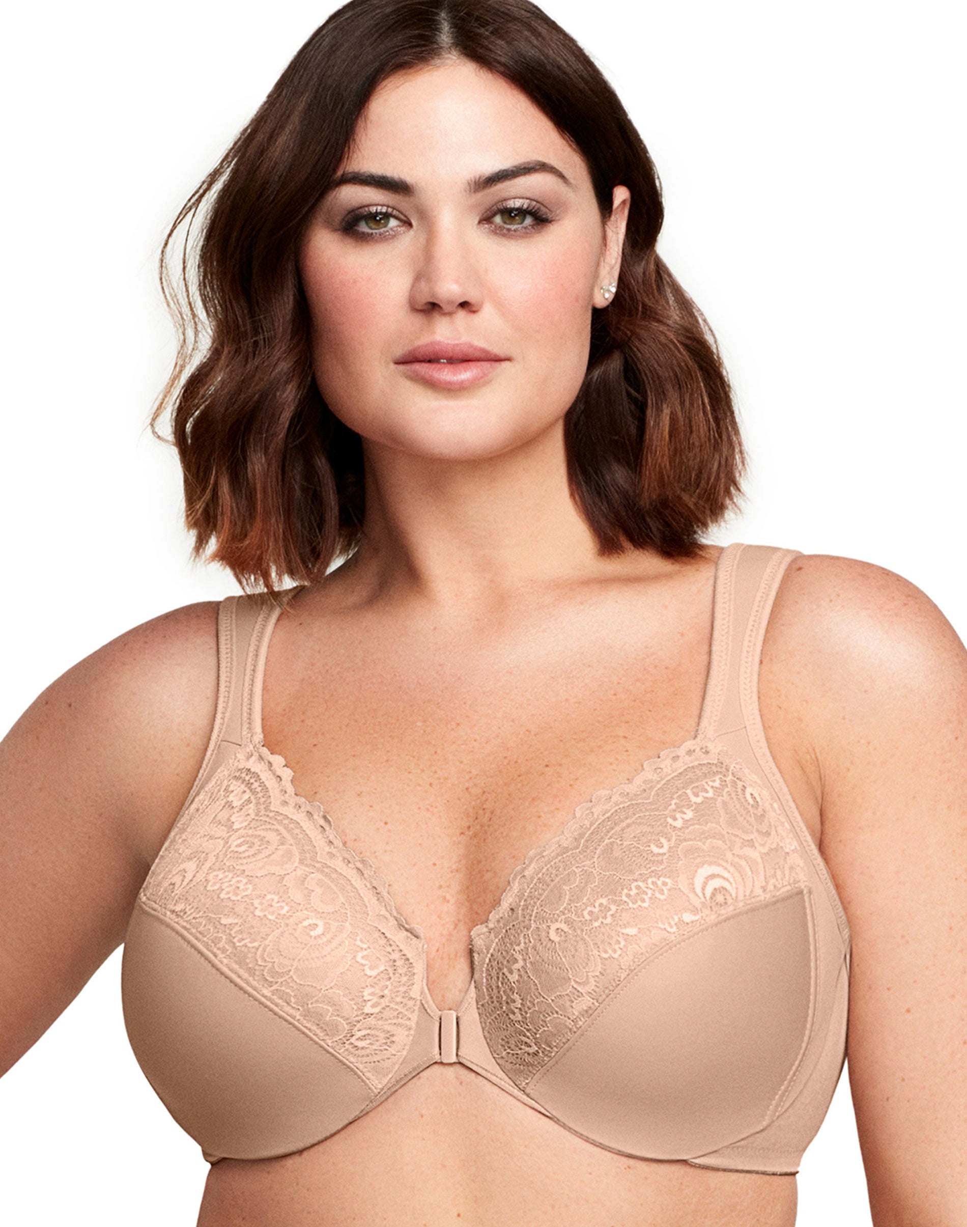 Glamorise Full Figure Plus Size WonderWire Front Close Bra Cafe 42F Women’s