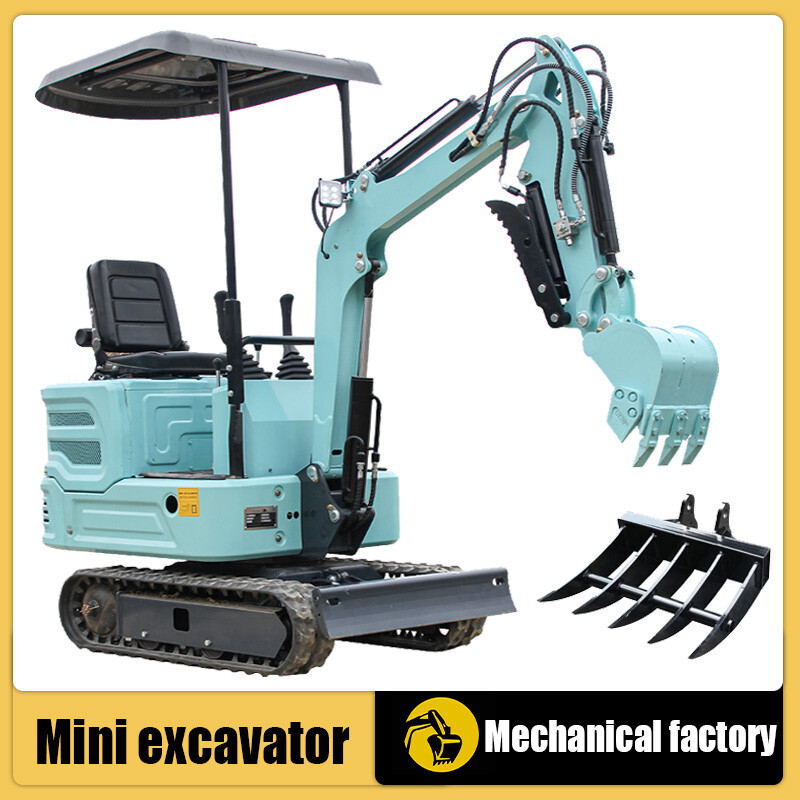 KUBOTA Dieseel Water Cooling 1TON 2200lb Mini Hydraulic Excavator+RAKE US Spot