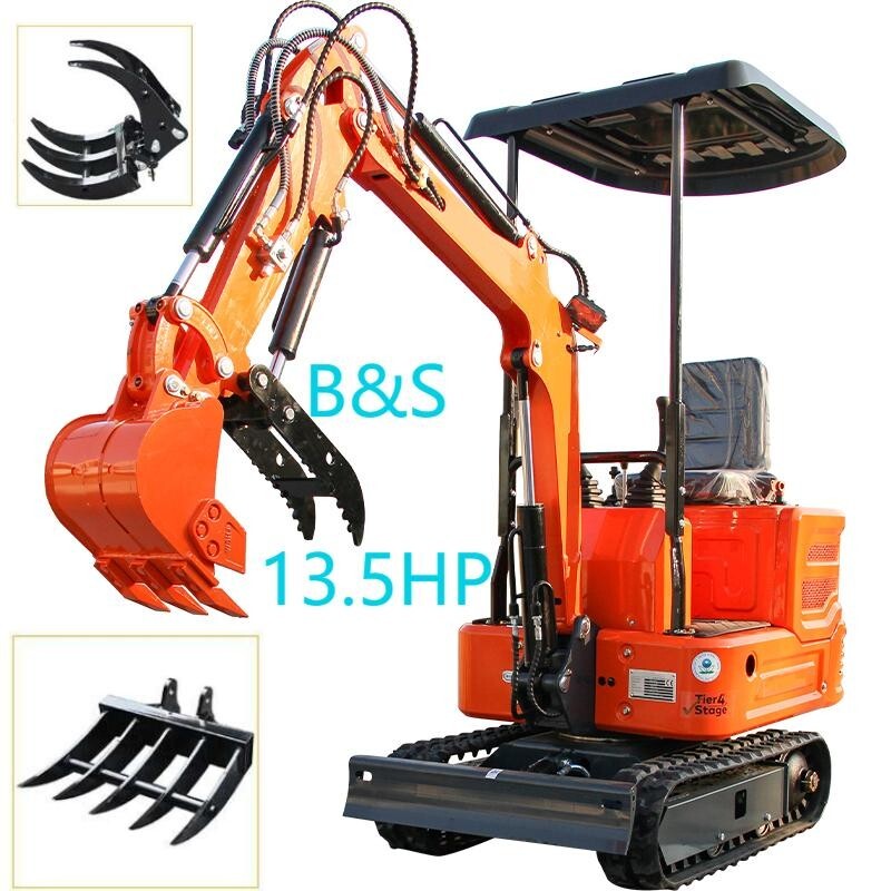 Free Shipping Hydraulic Thumb 2000lb Mini Excavator B&S Tracked USA+Attachment