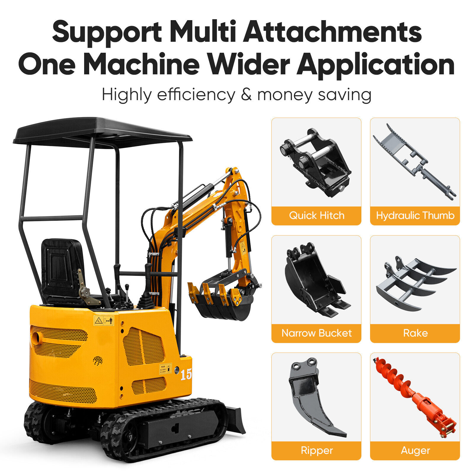 YC-15 Mini Excavator Tracked Crawler Digger1.5 Ton BRIGGS & STRATTON Engine US