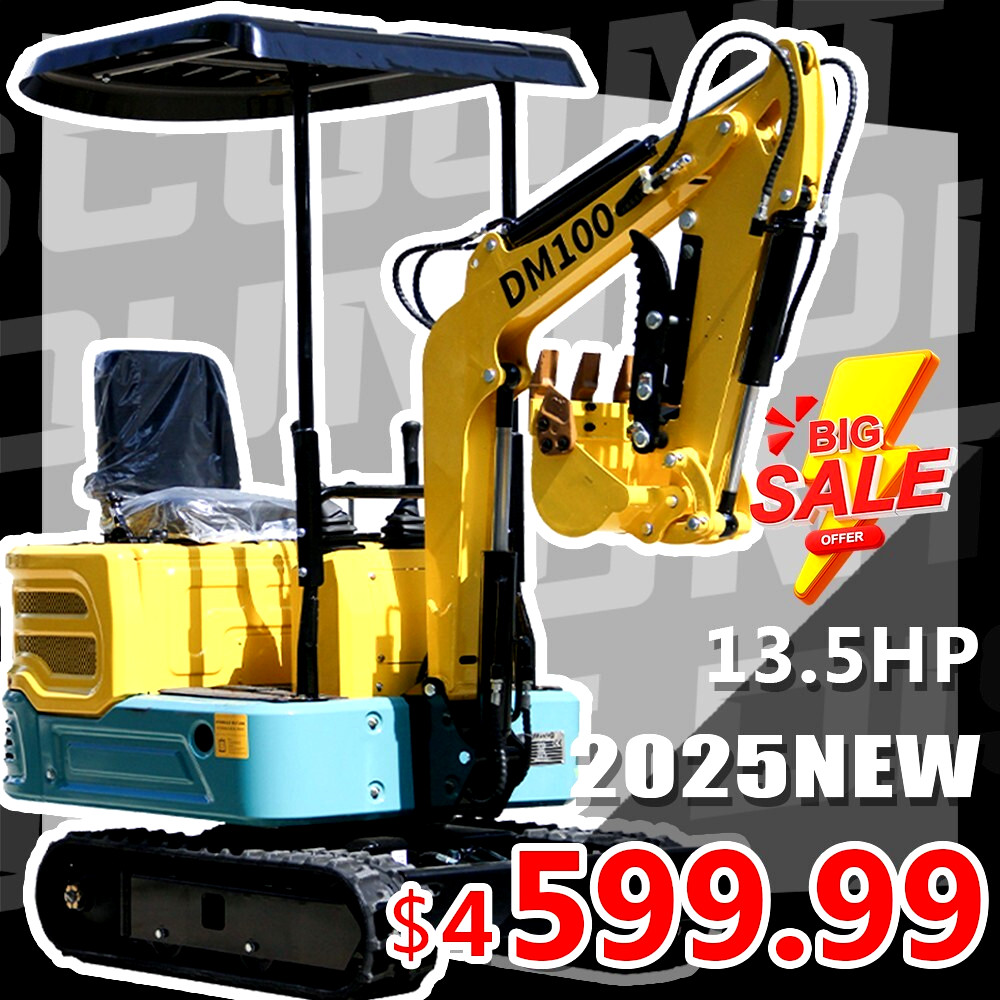 1Ton Mini Excavator 13.5HP Gasoline Canopy Tracked Crawler Garden USA STOCK
