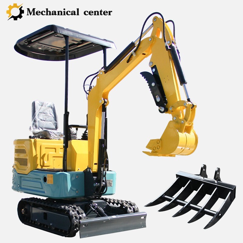 Free Ship Mini Excavators+Rake！Digger Tracked Crawler 13.5HP Gasoline  For Sale