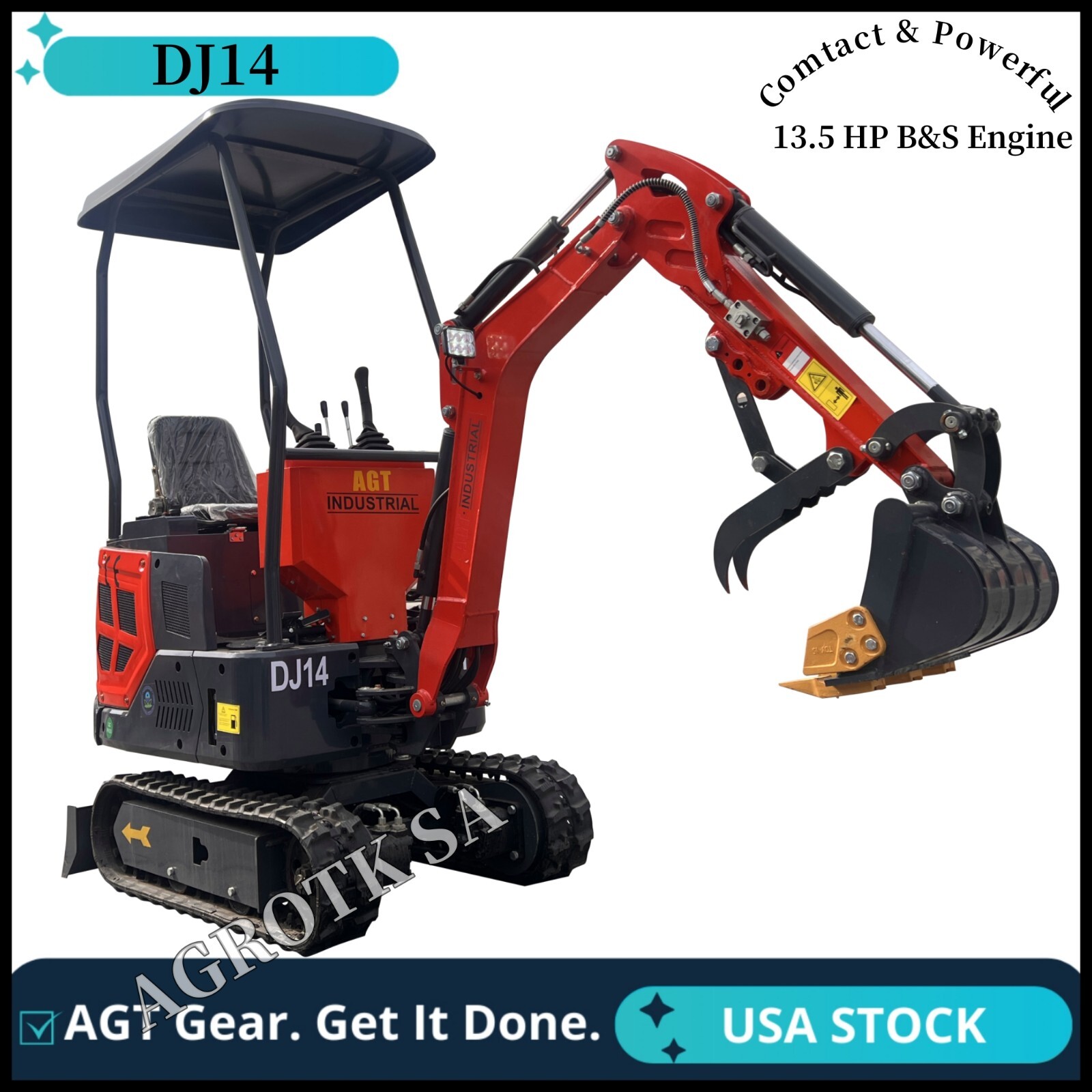 AGT DJ14 1 Ton Mini Multi-Function Gas Excavator Digger W/ B & S Gas Engine EPA