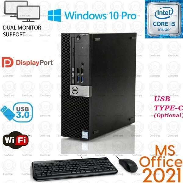 WINDOWS 10 PC Dell 3040 Desktop Computer PC DVD 8/16GB i5-6500 SSD USB-C