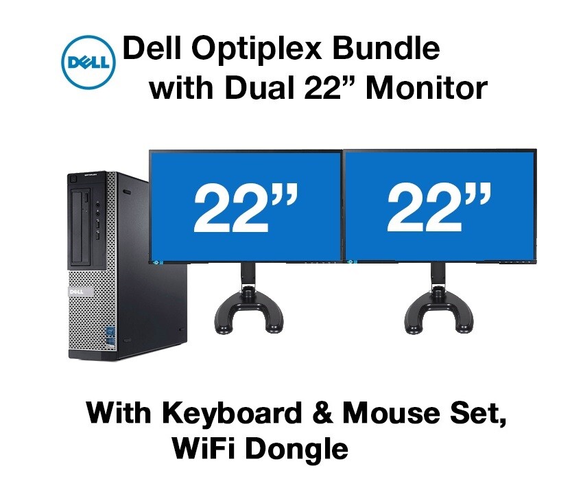 Dell Desktop PC Computer Core I3 3.4GHz 16GB RAM DUAL 22″ LCD Monitor WIFI 2TB