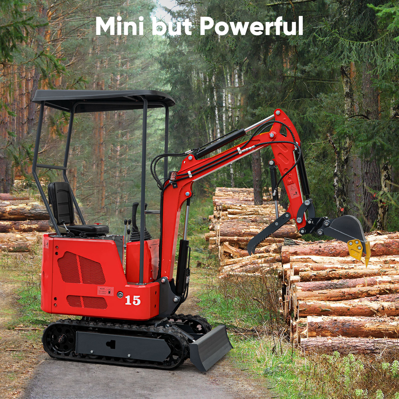 Mini Excavator 1.5 Ton Digger 13.5hp Tracked Crawler B&S Bucket+Hydraulic Thumb