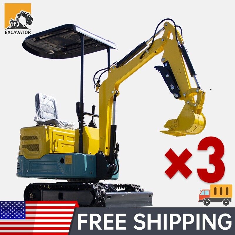 3-Pack 1-Ton 13.5HP Mini Diggers Hydraulic Excavators for Small Farms/Trenching