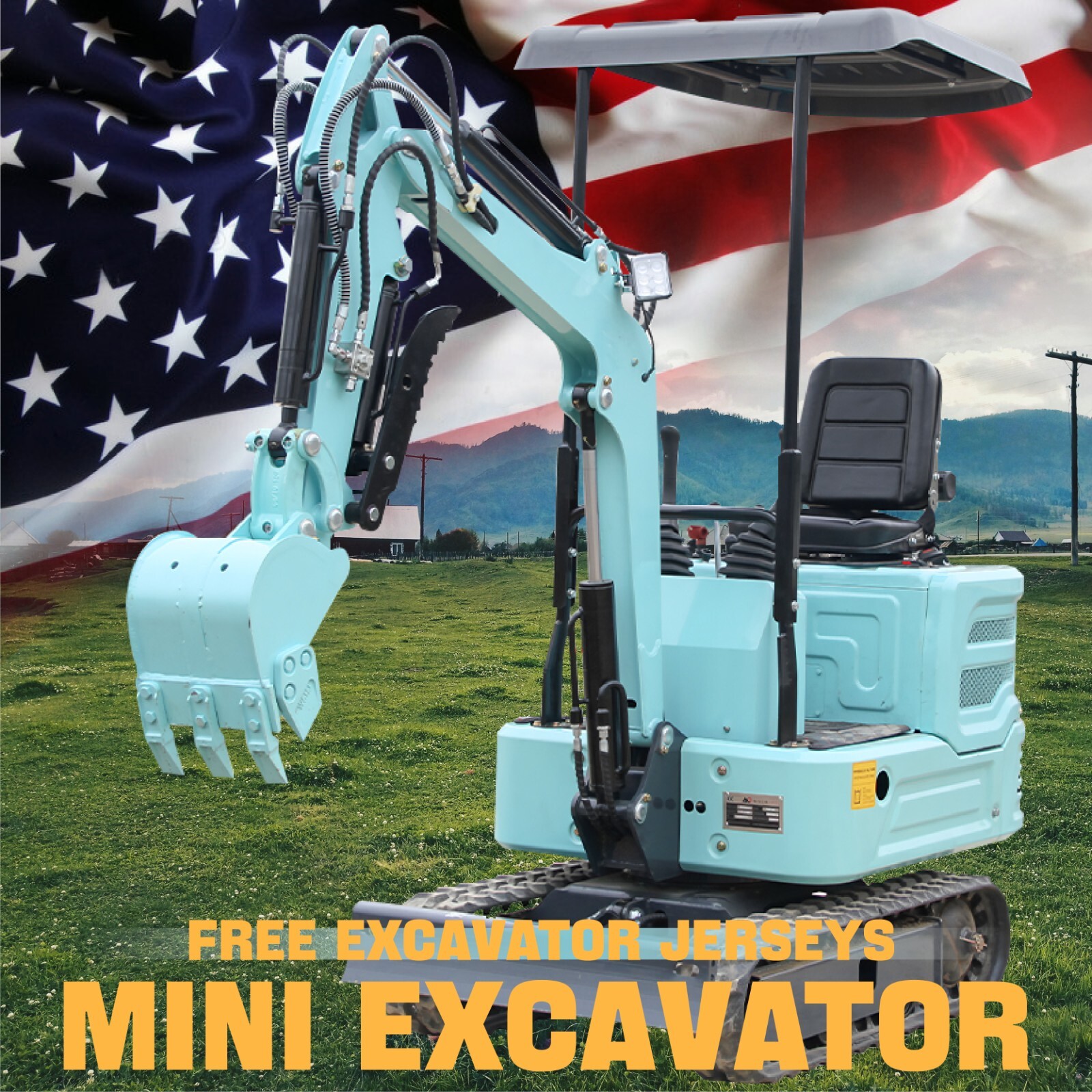 Free Shipping 2000lb Mini Excavator KUBOTA Diesel 11.5HP Hydraulic Thumb Garden