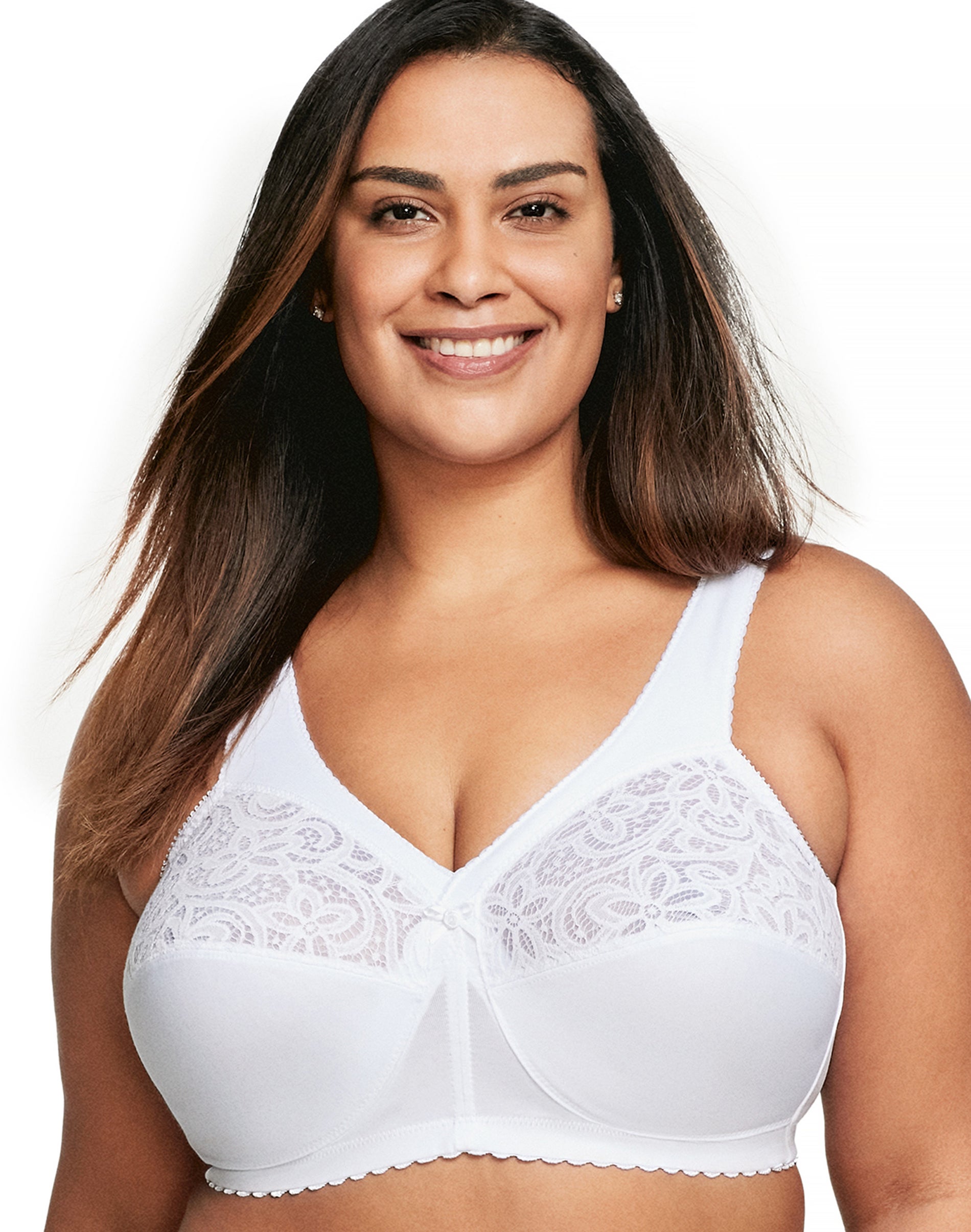 Glamorise Full Figure Plus Size MagicLift Cotton-Blend Wirefree Support Bra White 44C Women’s