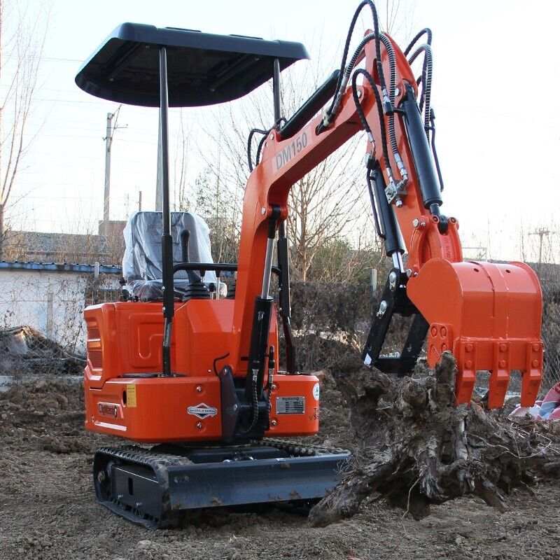 1 Ton Mini Excavator W/Canopy Crawler Digger 13.5HP Hydraulic Thumb B&S Gas