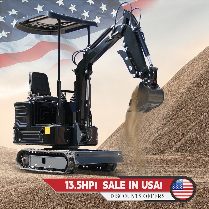 Free Shipping Hydraulic 1ton Mini Excavator Farm USA Inventory 13.5HP Tracked