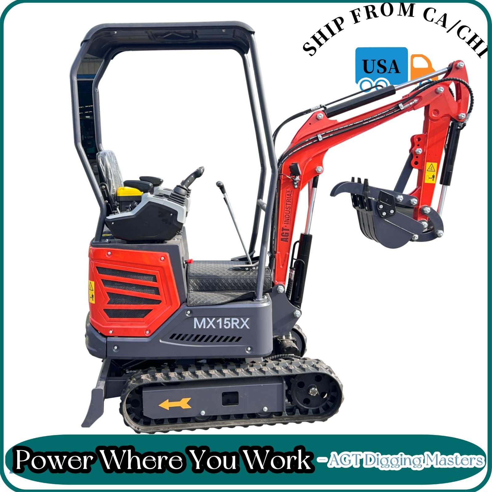 AGT 1 Ton Mini Excavator MX15RX 13.5 HP Digger Rato R420D Engine EPA Certified