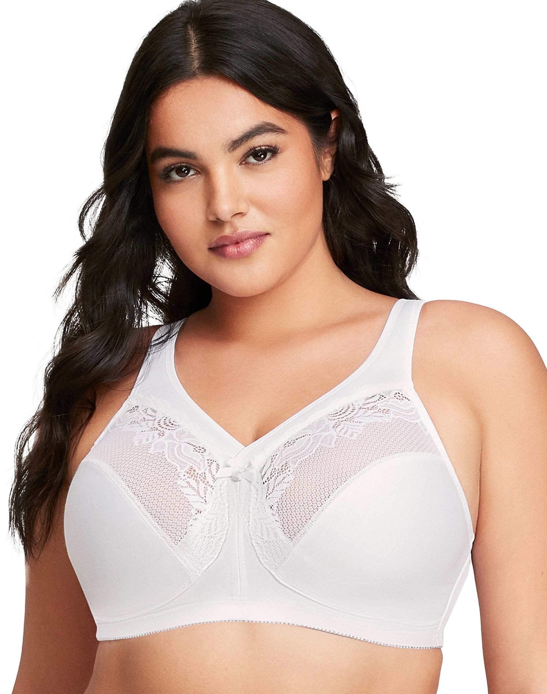 Glamorise Full Figure Plus Size MagicLift Wirefree Minimizer Support Bra White 36D Women’s