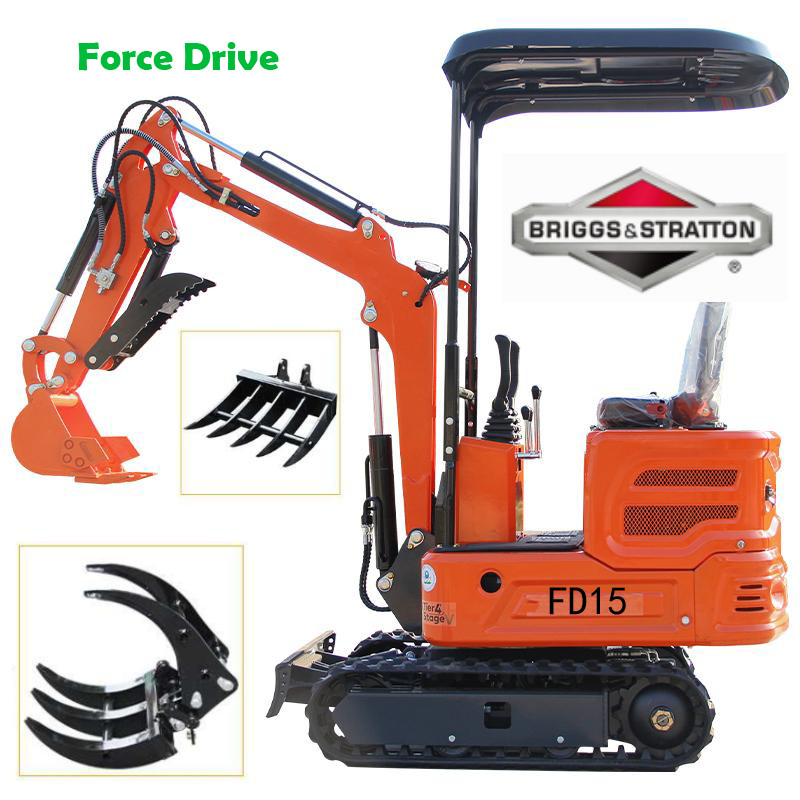 Free Shipping Mini Excavator Hydraulic Thumb B&S 13.5HP USA Garden+Attachment