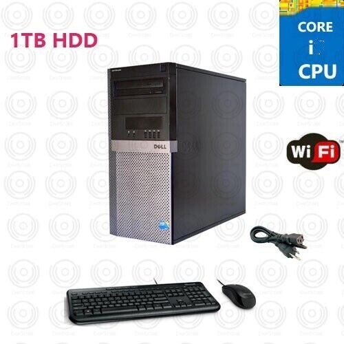 Dell Windows 7 Desktop i5 Computer PC Full Size Tower w/ DVDRW 8GB Ram 1TB HDD