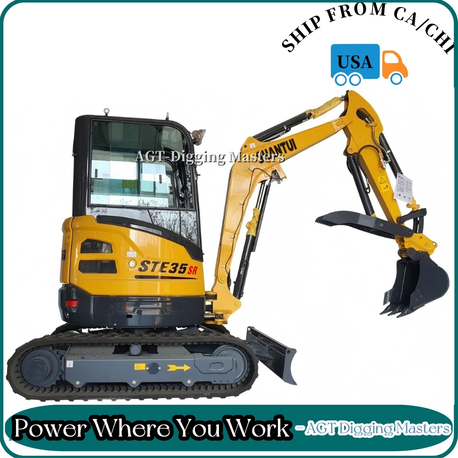 SHANTUI STE35SR Excavators 2.8 Ton with Cab , Hydraulic Thumb EPA Certified